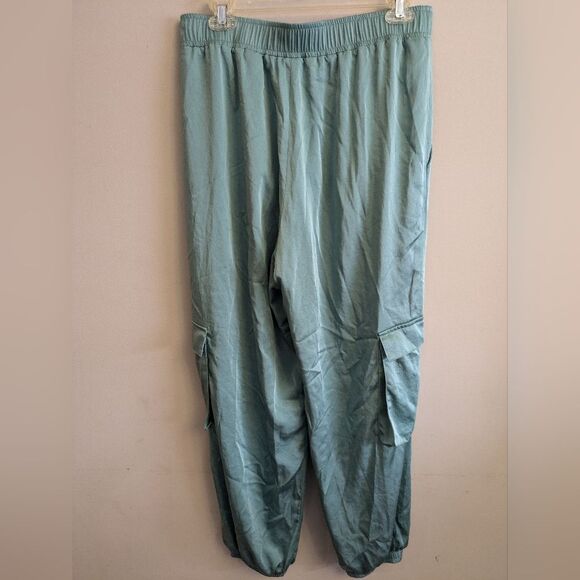 LaPointe Satin Cargo Green Joggers Size 8 - Picture 6 of 6